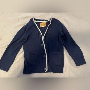 Hope and Henry XXS (2-3T) Navy Tipper Organic Cardigan Sweater, Elbow Patches